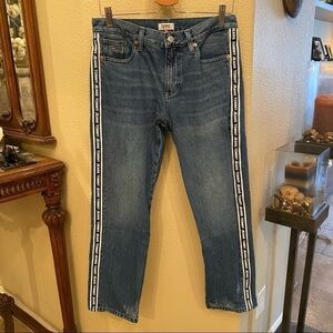 TOMMY HILFIGER Blue Girlfriend Crop Distressed Ripped Jeans Size 27